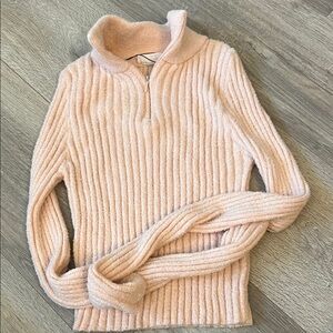 Double Zero Soft Pink Ribbed Turtleneck Sweater